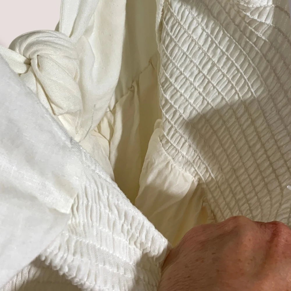 NWT MABLE ARIYA FRONT RIBBON TIED MINI Dress In OFF WHITE SZ L - Picture 15 of 16